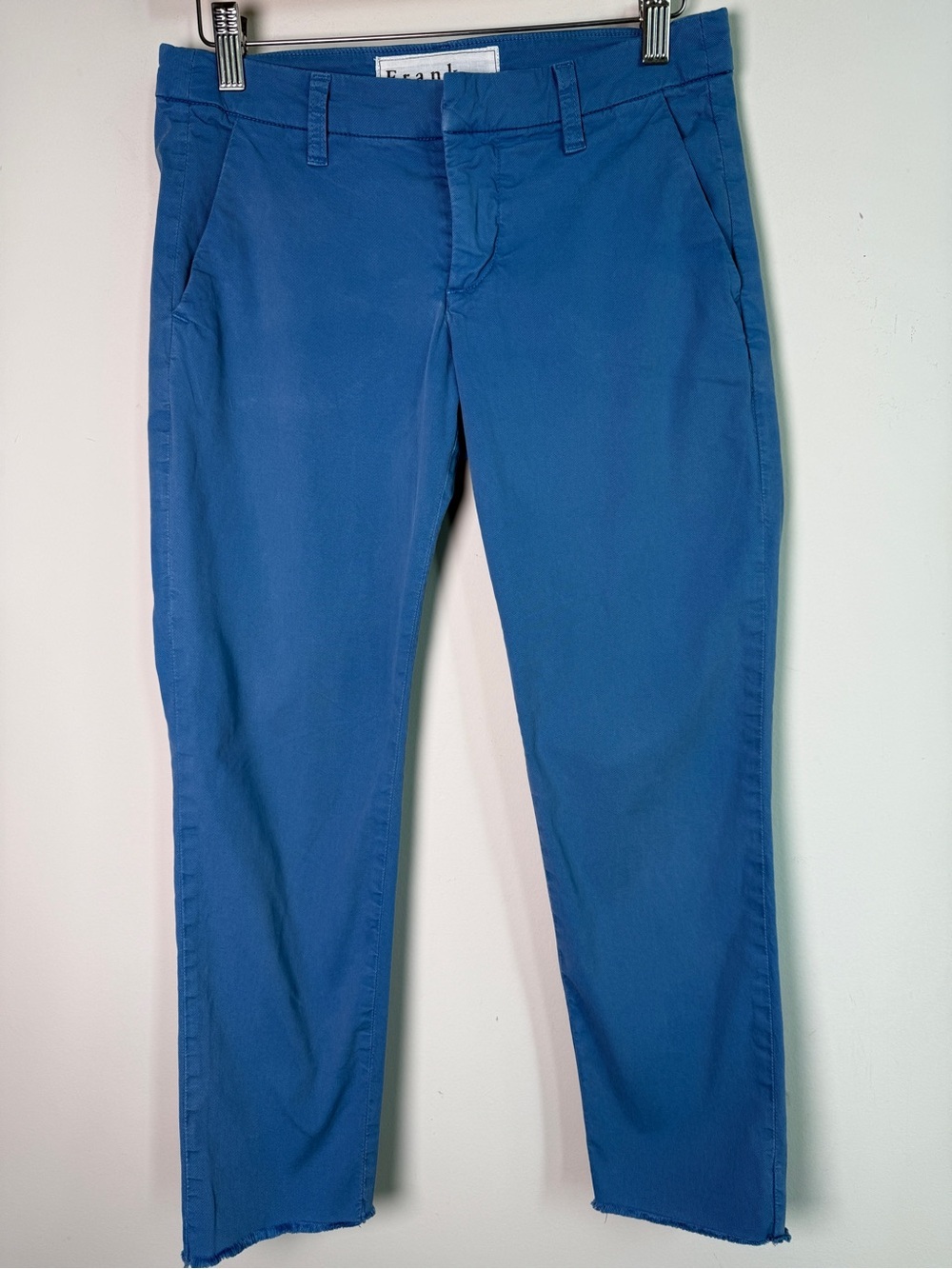 Frank & Eileen Wicklow Italian Chino Blue Raw Hem Crop Sz 0
